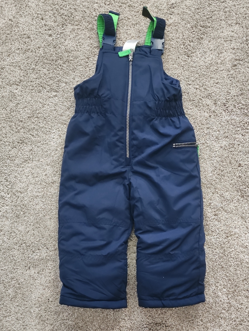 Carter's Navy Snow Bibs with Green Accents